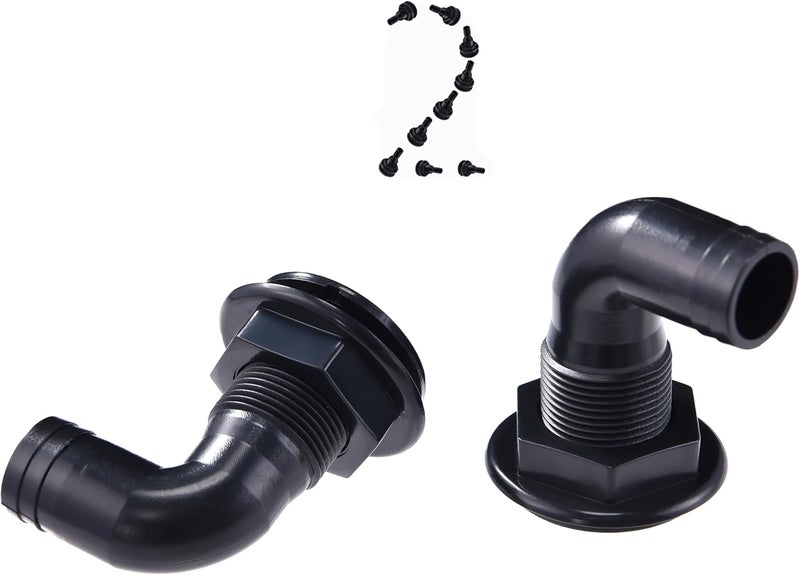 CROSSBODY 2 Pcs Thru Hull Fitting – Plastic Through Hull Connector, Straight Thru Hull Fittings for Boats, Bilge Pump Drain Vent Hose for Yacht, Sail, RV, and Truck - Image 1